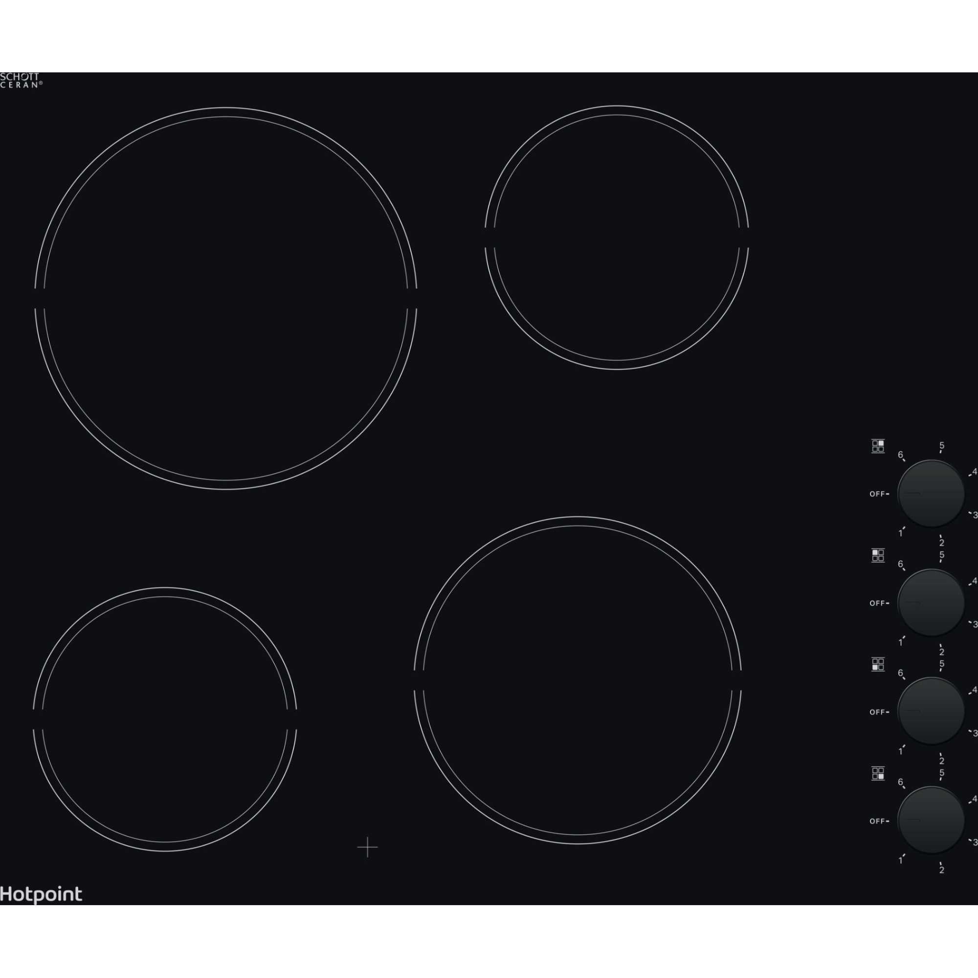 HR 620 R H 60cm 4 Zone Ceramic Hob - Black