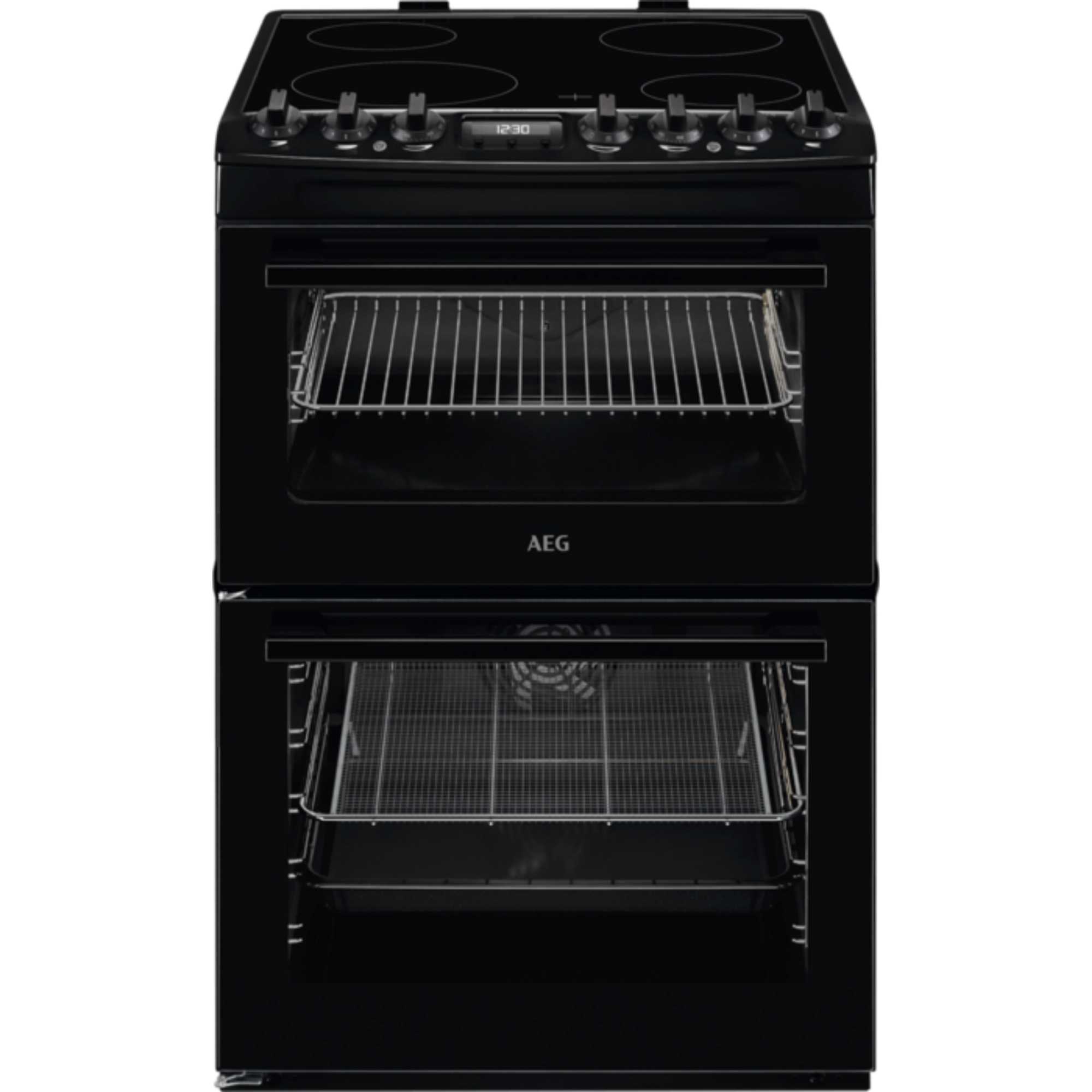 CCX6740ACB 112L Freestanding Double Oven with 4 Ceramic Hobs - Black