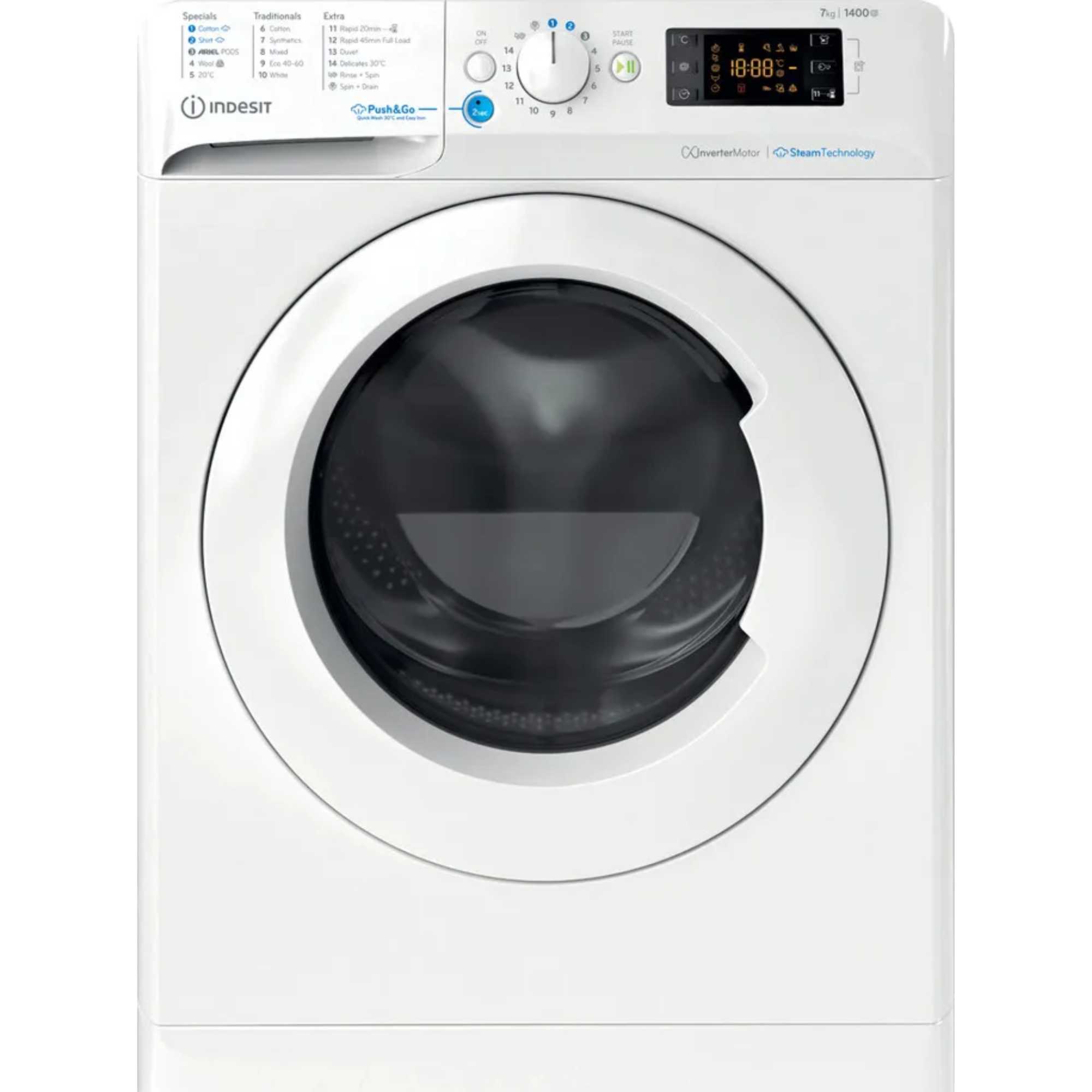 BWE 71496X WV UK Push&Go with Steam 7kg 1400rpm Washing Machine - White
