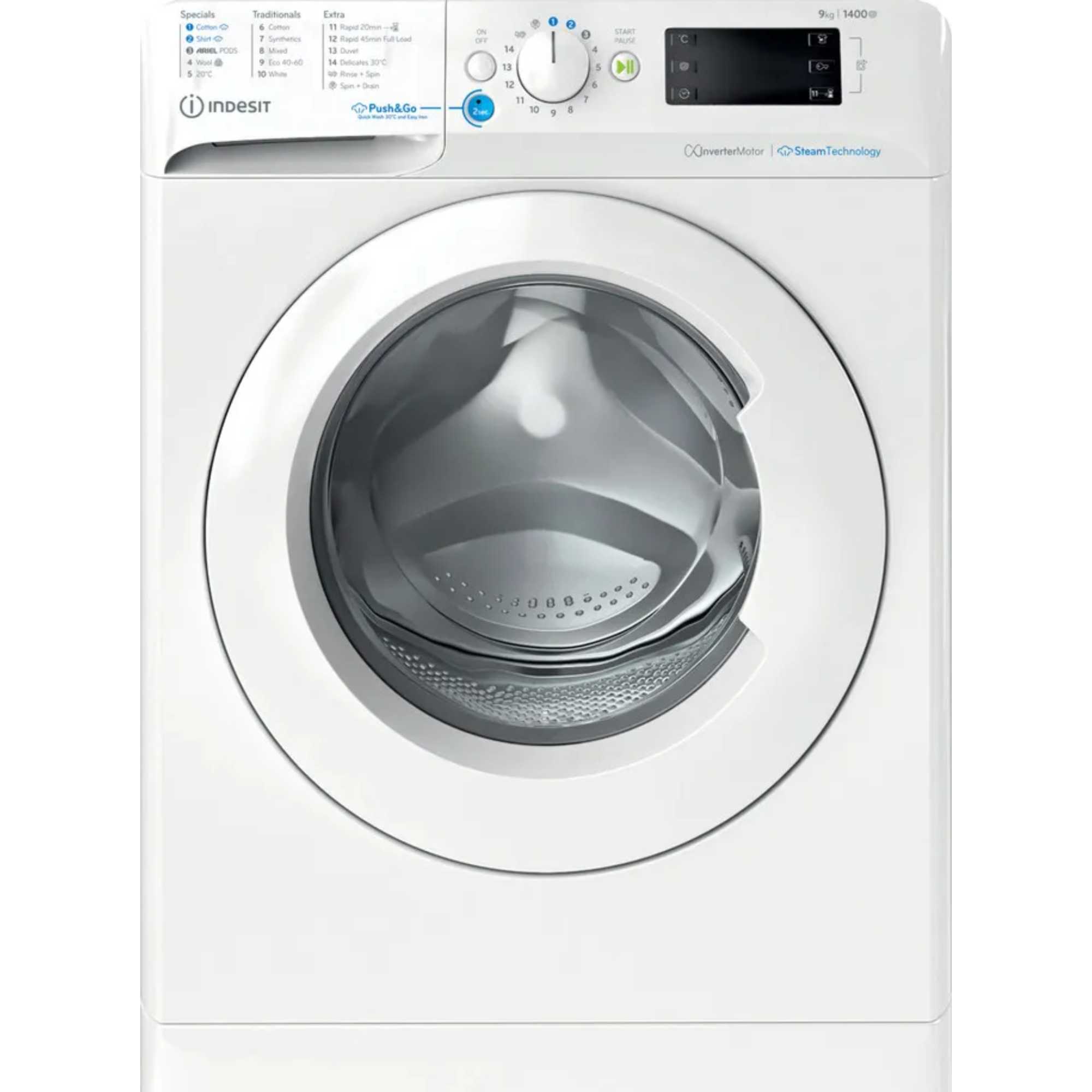 BWE 91496X WV UK Steam Push&Go 9kg 1400rpm Washing Machine - White