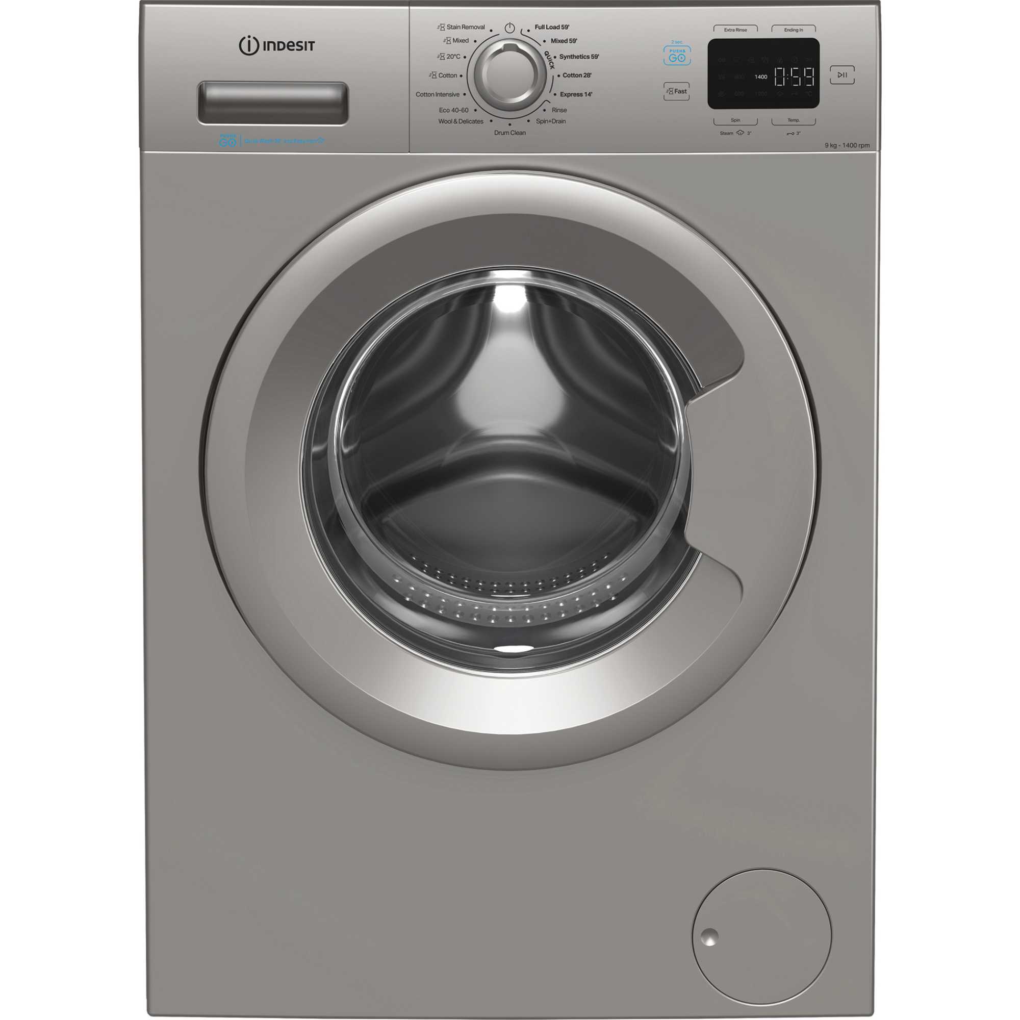 IP 946S PUSH&GO UK 9kg 1400rpm Washing Machine - Silver