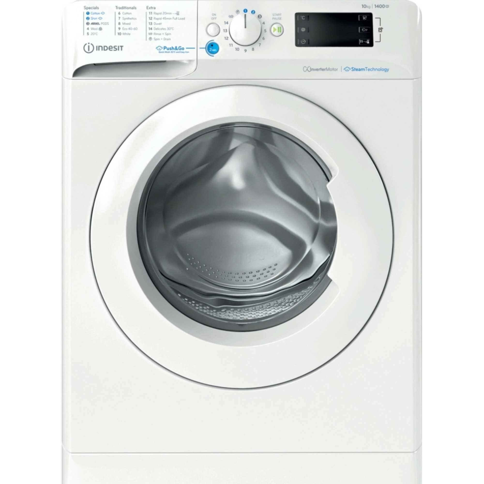 BWE 101496X WV UK Push&Go with Steam 10kg 1400rpm Washing Machine - White