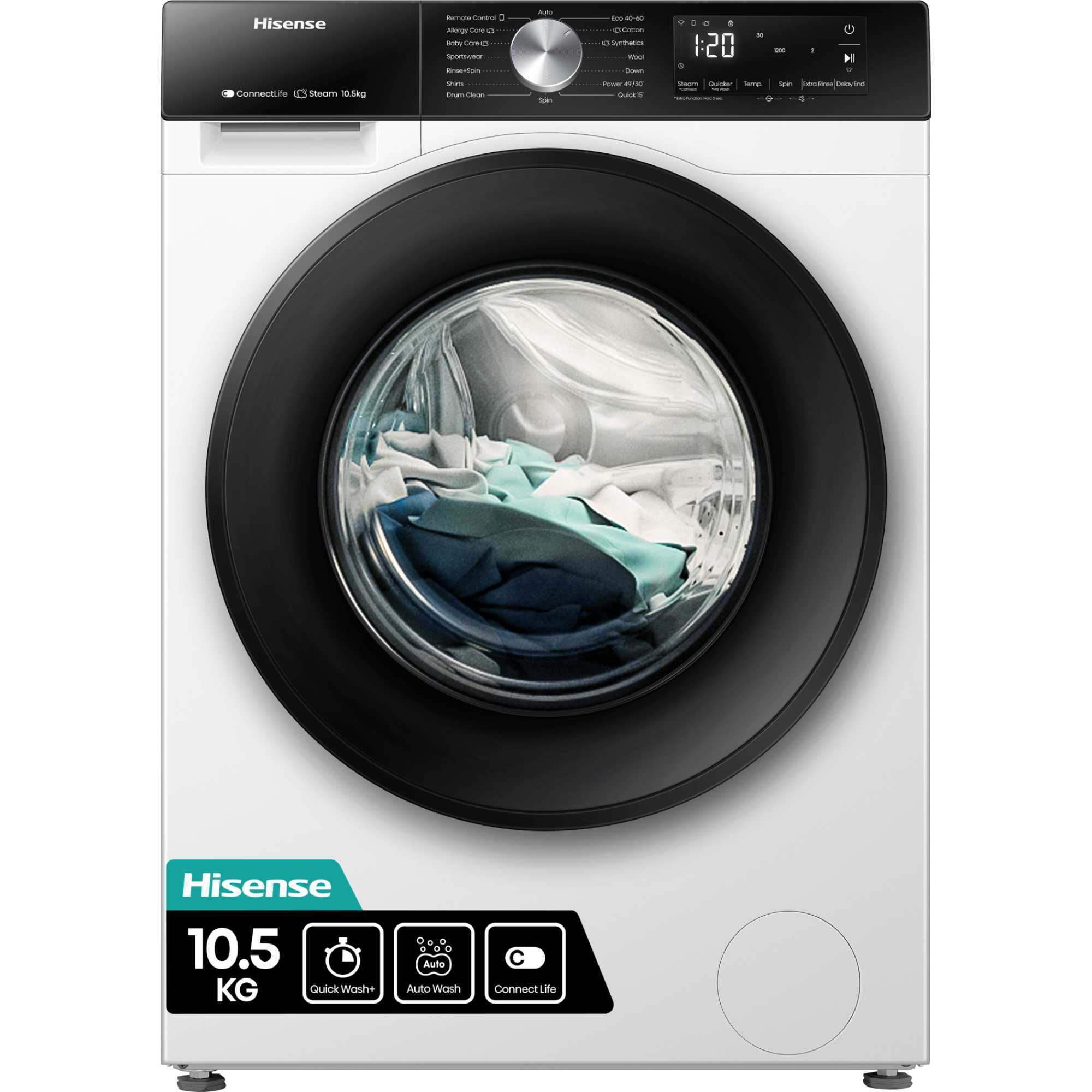 WF3S1043BW3 1400rpm 10.5kg Load Smart Washing Machine - White