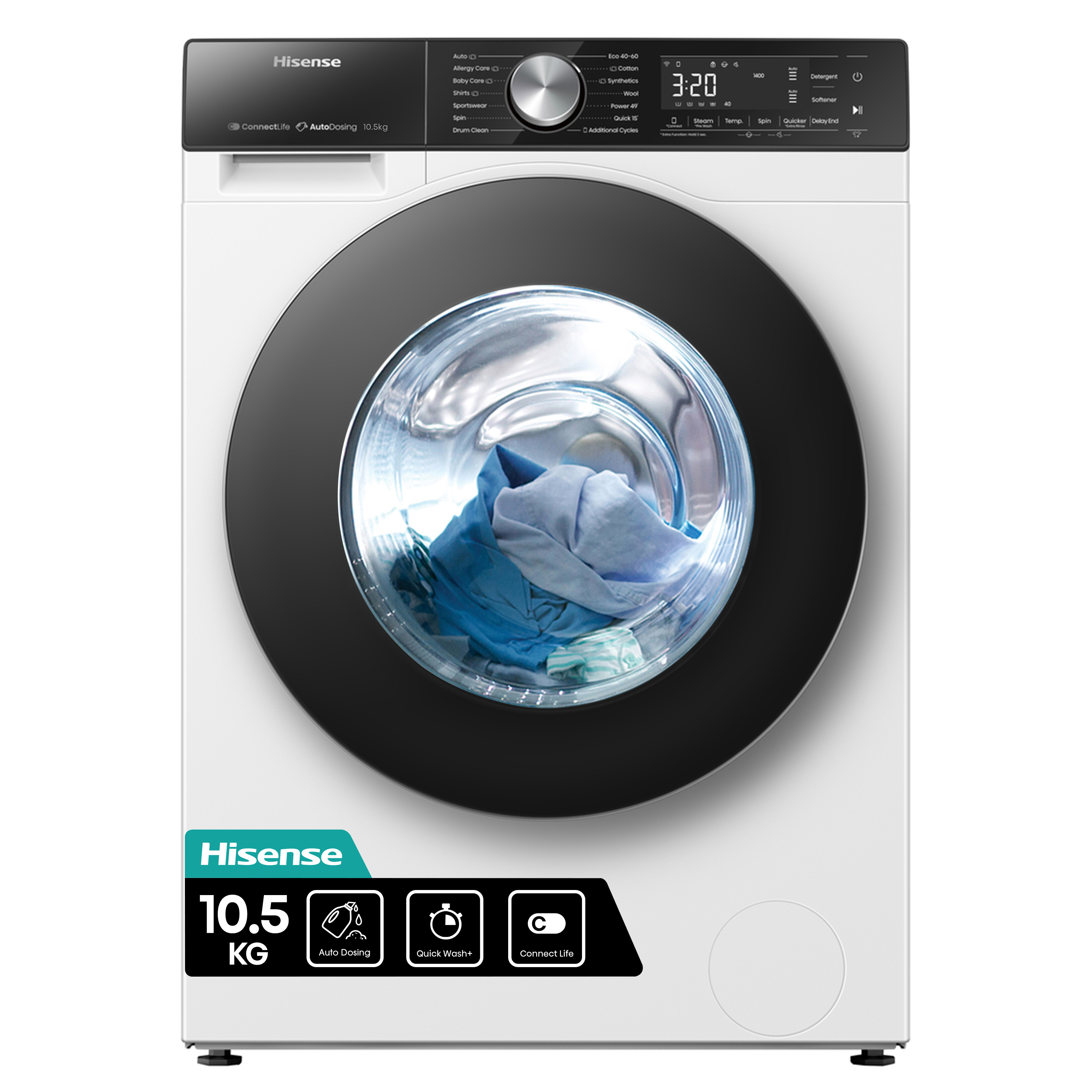 WF5S1045BW 10.5kg Load 1400rpm Spin Washing Machine with Auto Dosing