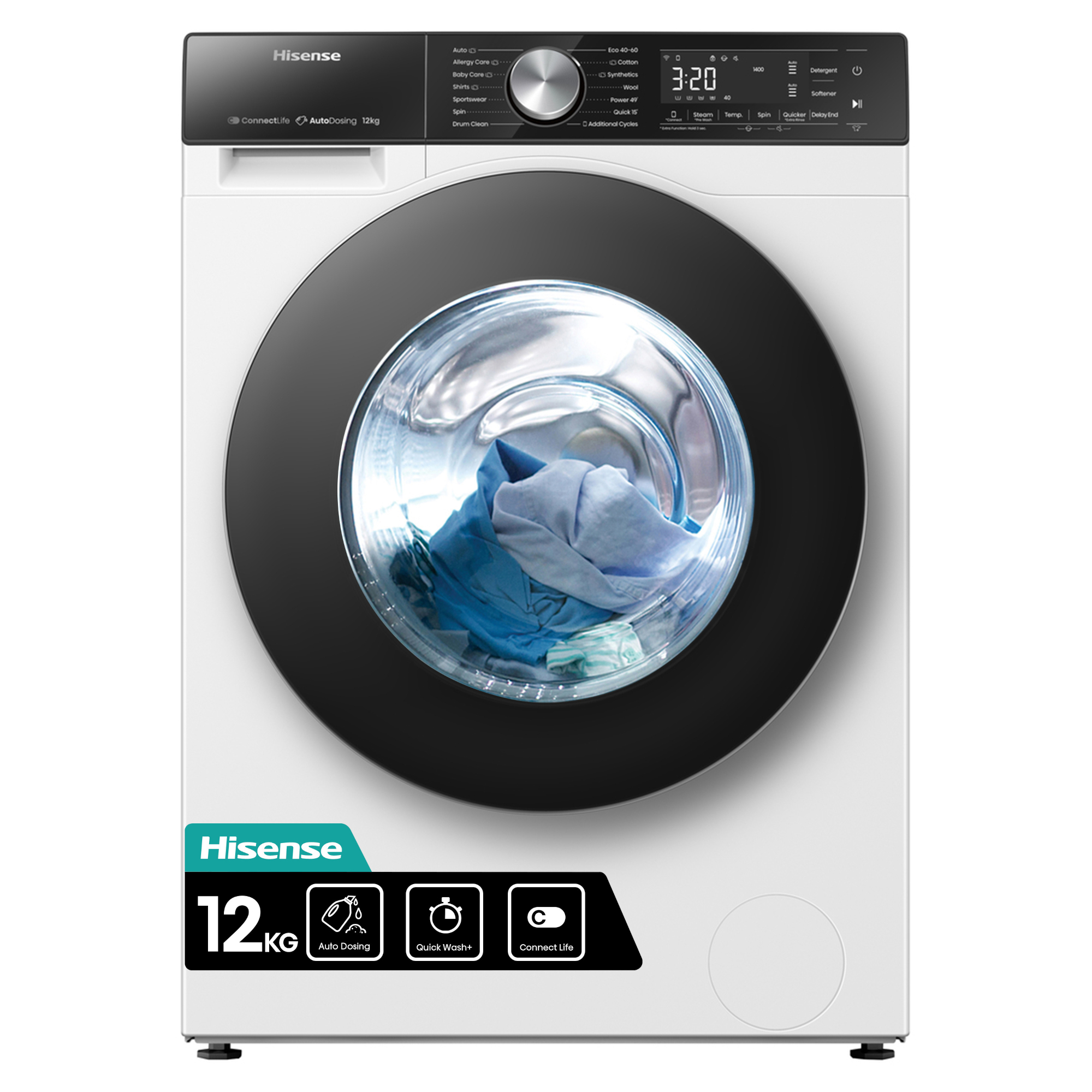 WF5S1245BW 12kg Load 1400rpm Spin Washing Machine with Auto Dosing