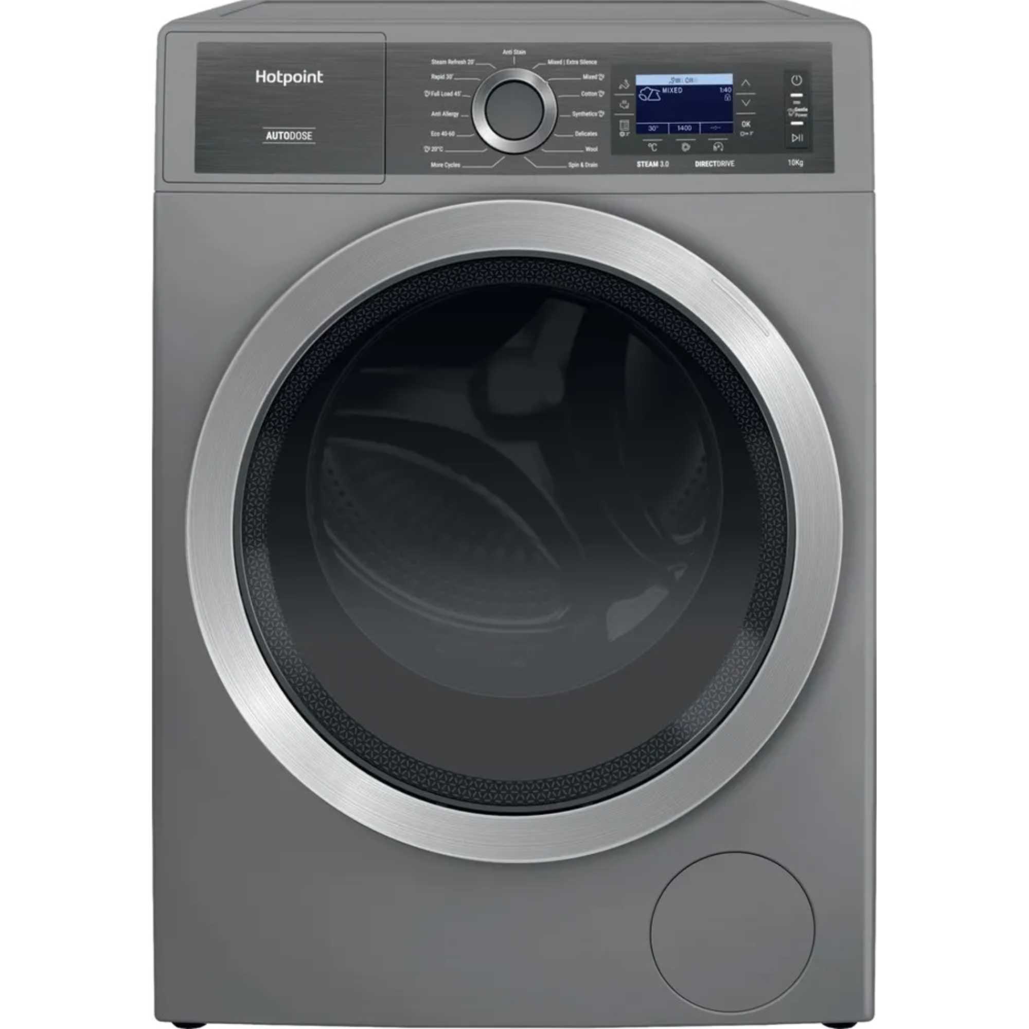 H8 09ADS GPOWER UK 10kg 1400rpm Washing Machine - Silver